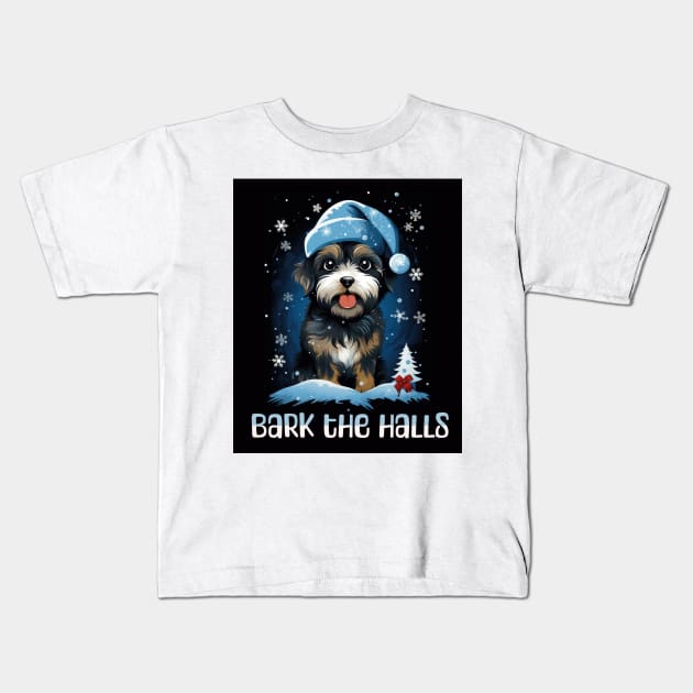 Bark The Halls Kids T-Shirt by MZeeDesigns